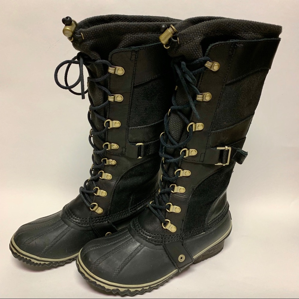 Sorel Conquest Carly II Black Knee High Duck Boot